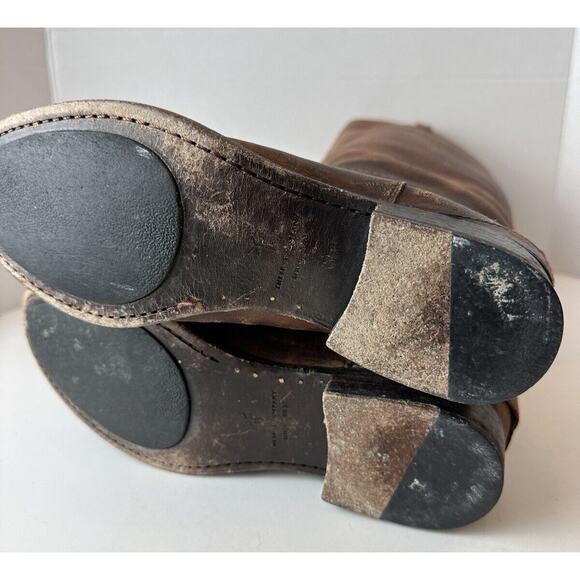 FRYE Lindsay Plate Distressed Leather Tall Riding Boots 76975 Brown Size 7 B - Picture 9 of 16